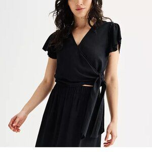 Women's Sonoma Goods For Life® Wrap Flutter Sleeve Top